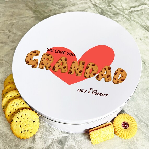 Love You Opa Keks Herz Runde Personalisierte Geschenk Kekse Leckereien Keks Dose