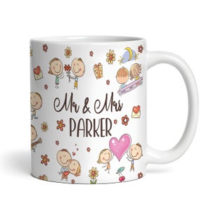 Mr & Mrs Couples Love Story Anniversary Wedding Day Gift Personalised Mug
