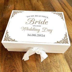 Esposa de la novia Marco elegante Caja de regalo de recuerdo personalizada del día de la boda