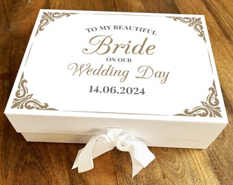 Bride Wife Elegant Frame Personalised Wedding Day Keepsake Hamper Gift Box