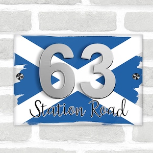 Scotland St Andrew&#39;s Cross Scottish Flag Modern Acrylic Door Number House Sign