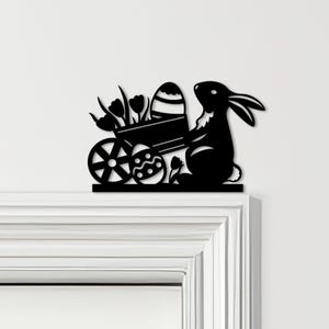 Adorno para puerta de Pascua, conejo, varios colores, letrero decorativo para la parte superior de la puerta: decoración de pared novedosa, arte para marcos de puertas, arte decorativo para puertas.