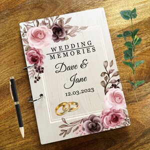 木製水彩バラフォトアルバム 結婚式の思い出記念品ブック 結婚式の記念品ブック 思い出のスクラップブック フォトアルバム