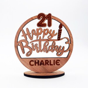 Wood 21st Happy Birthday Candle Milestone Age Keepsake Personalised Gift