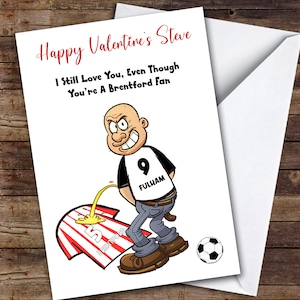Any Team Weeing On Any Team Funny Football Fan Valentine&#39;s Card Personalised Valentine&#39;s Day Card Funny Football Valentine&#39;s Card For Him