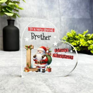 Regalo para hermano especial, placa de recuerdo con forma de corazón con la letra L del alfabeto de Navidad, regalo de recuerdo navideño, abalorio de acrílico