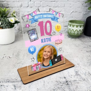 10th Birthday Gift For Tween Tech Switch Tablet Online Girl Pink Photo Gift Plaque - Acrylic Plaque, Personalised Birthday Present Gift