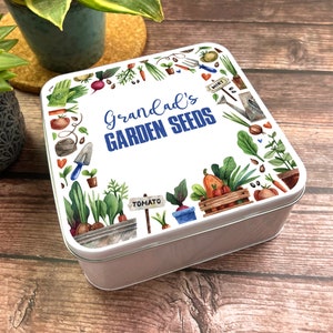 Latta quadrata con semi personalizzati per giardiniere, verdure ad acquerello, erbe aromatiche