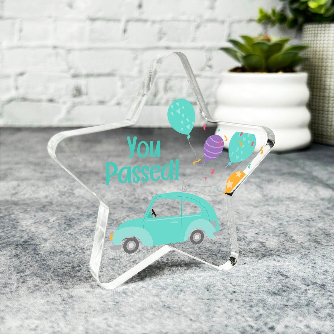 Green Congratulations You Passed Driving Test Present Star Plaque ...