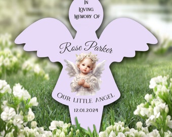 Petit ange violet Plaque commémorative du jardin du souvenir Pierre tombale Pieu commémoratif