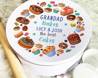 Grandad Bakes The Best Cakes Round Personalised Gift Baking Cake Tin