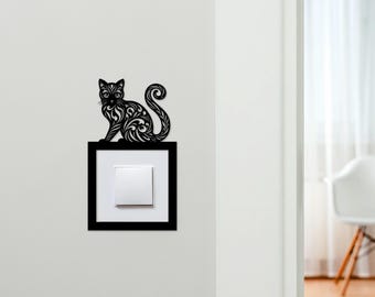 Light Switch Surround Ornamental Cat Decorative Switch Plate Cover Frame | Choice Of Colours | Decorative Frame