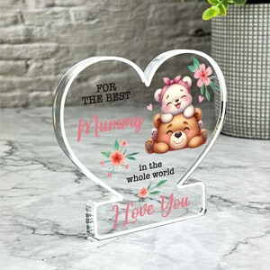 Gift For The Best Mummy Floral Cute Bears Heart Ornament Keepsake Plaque Present | Birthday Present Mother&#39;s Day Keepsake Gift Trinket