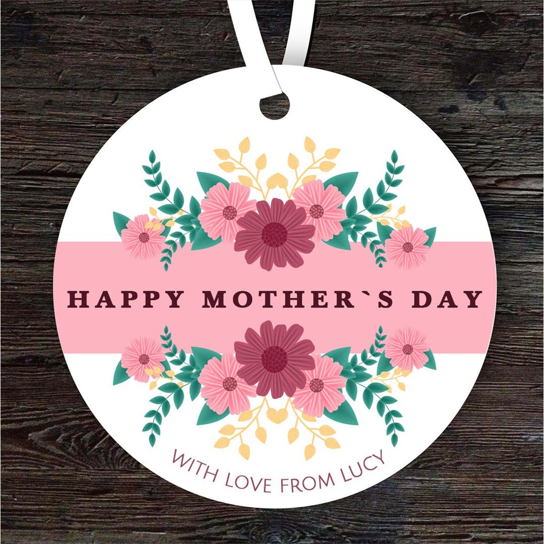 Pink Cbj Pink Floral Mother's Day Gift Round Personalised Hanging Ornament - Etsy
