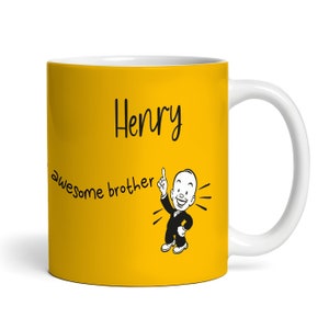 This Belongs To An Awesome Brother Gift Yellow Retro Man Personalised Mug