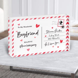 Regalo de aniversario para novio amor postal bloque acrílico personalizado - regalo personalizado, regalo de recuerdo, regalo personalizado