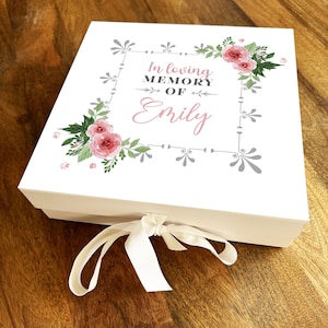 In Loving Memory Of Memorial Flower Square Memory Remembrance Keepsake Box