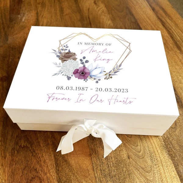 Memorial Box Forever In Our Hearts Personalised Memory Remembrance Keepsake Box