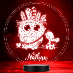 Cute Owl & Feathers Ladybug Hearts LED Personalised Gift Night Light