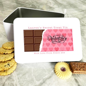 Chocolate Bar Valentine&#39;s Day Gift Personalised Sweet Treat Tin
