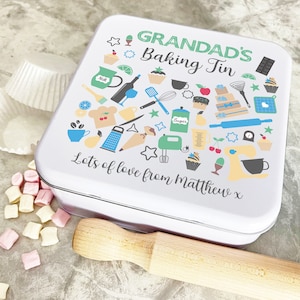 Granddad&#39;s Baking Kitchen Items Personalised Gift Baking Cake Tin