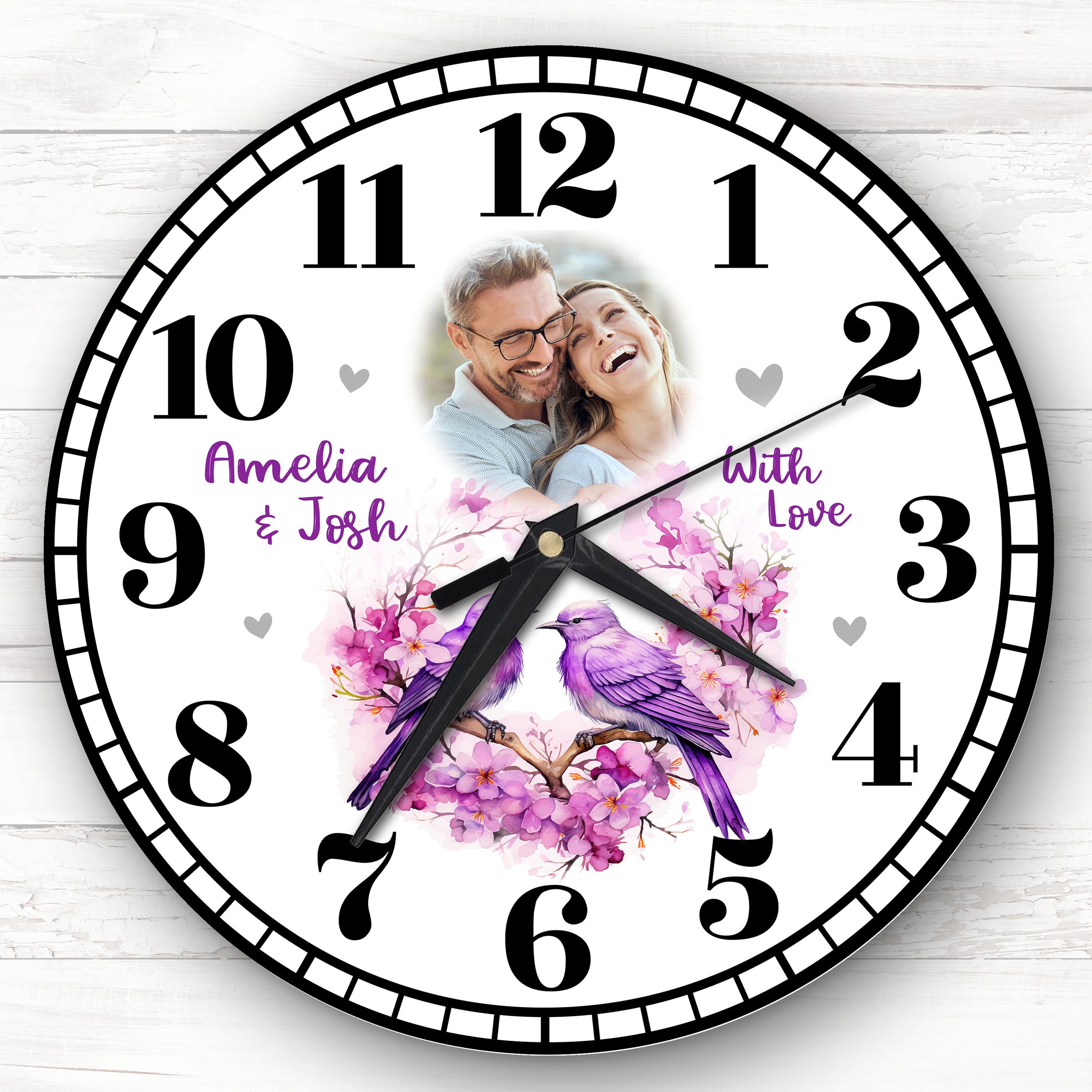 Romantic Couple Love Birds Photo Gift Purple Custom Gift