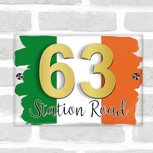 Ireland Irish Flag 3D Modern Acrylic Door Number House Sign