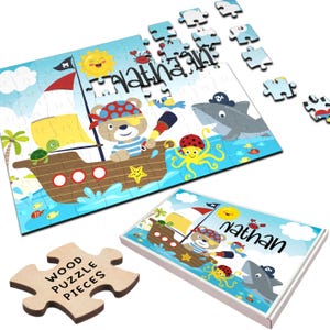 Sailor Teddy Bear Pirate Sea Children&#39;s Kids Gift Custom Wood Jigsaw Puzzle | Personalized Gift, Custom Puzzle, Quality Wood, Fun Gift