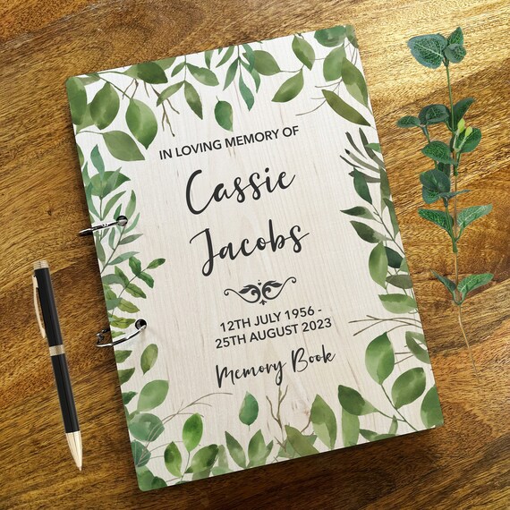 Wood Green Leaves Memorial in Loving Memory Photo Album Keepsake