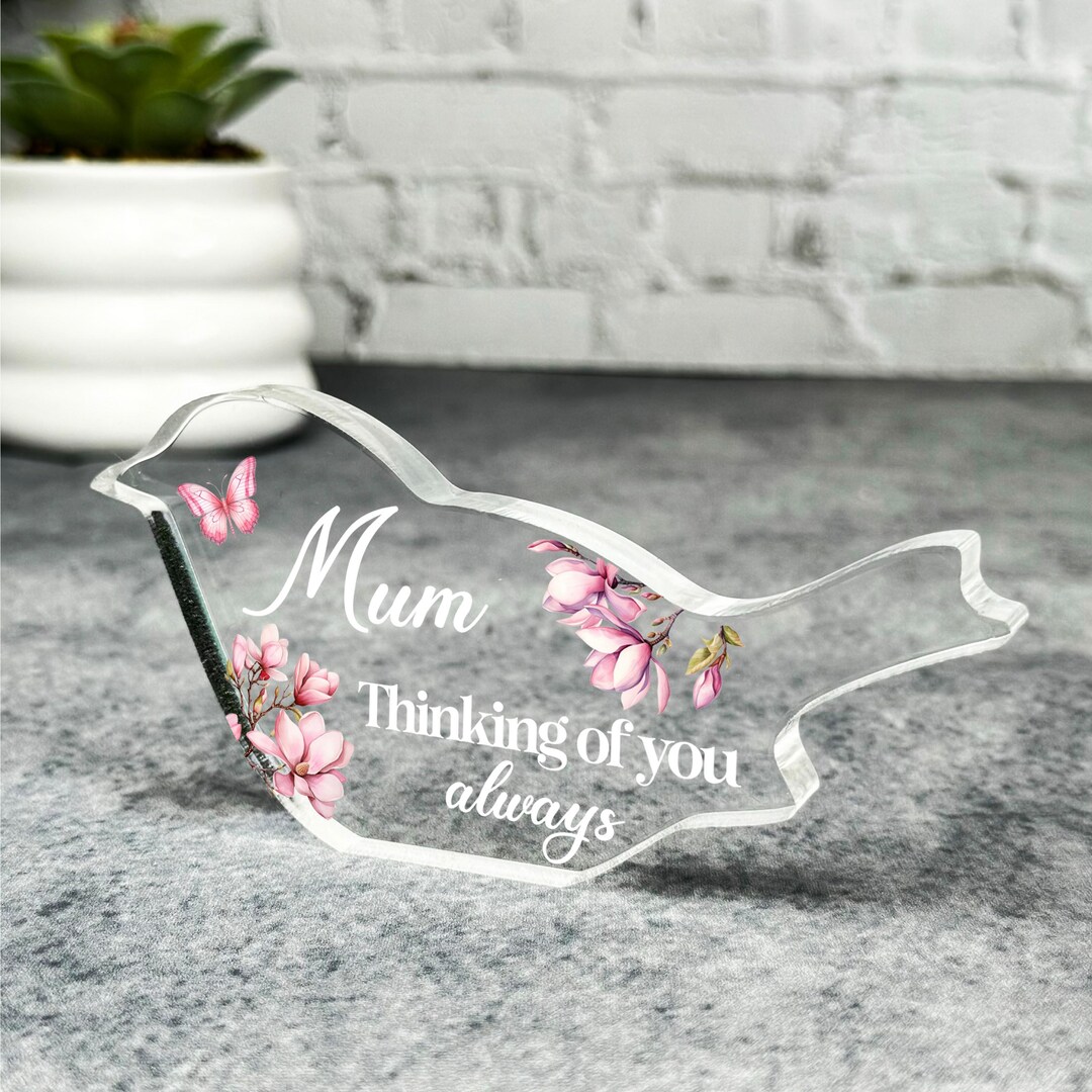 Mum Pink Magnolia Memorial Robin Bird Gift Sympathy Robin Keepsake ...