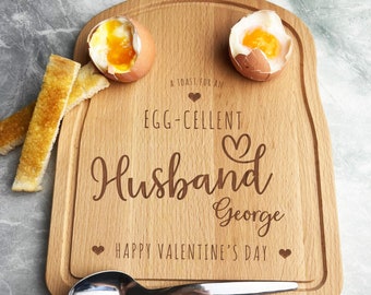 Boiled Eggs & Toast Egg-Cellent Valentine's Day Husband Heart Breakfast Board