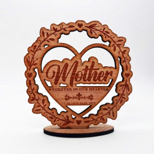 Wood Mother Memorial Wreath Forever In Our Hearts Keepsake Personalised Gift