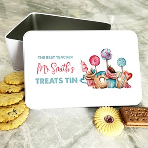 Watercolour Treats Best Teacher Rectangle Personalised Treat Tin