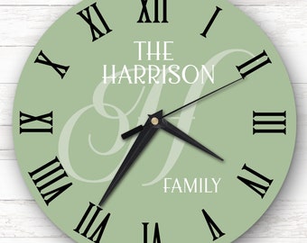 Salbei Grün Familienname Initial Personalisiertes Geschenk Personalisierte Uhr