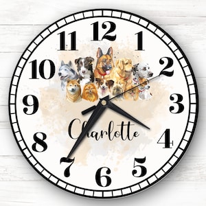 Aquarell Hunde Welpen Hundeliebhaber personalisierte Geschenk personalisierte Uhr