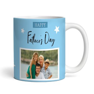 Bonne fête des pères cadeau pour papa photo bleu café tasse à thé mug personnalisé - cadeau personnalisé