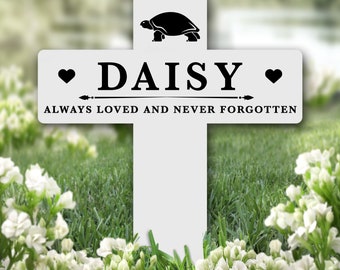 Cross Tortoise Pet Remembrance Garden Plaque Grave Personalised Memorial Stake