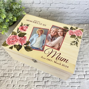 Mamá Vintage Floral Photo Frames Memorial Caja de recuerdos de memoria de madera personalizada - Caja de almacenamiento de memoria - Cajas de memoria de madera conmemorativas