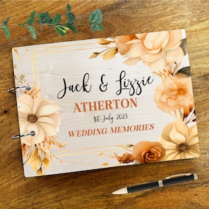 Holz Herbst Creme Floral Fotoalbum Hochzeitstag Erinnerungen Erinnerungsbuch Hochzeit Erinnerungsbuch Erinnerung Scrapbook Fotoalbum