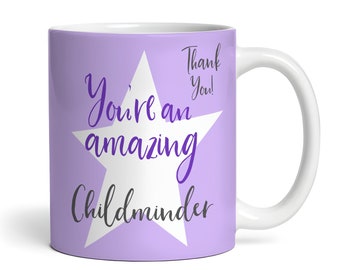 Amazing Childminder Present Photo Star Purple Coffee Tea Cup Personalised Mug - Personalised Gift