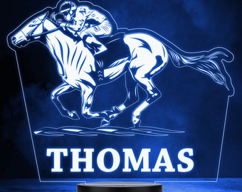 Horse Racing Jockey Races Sports Fan Personalised Colour Changing Night Light