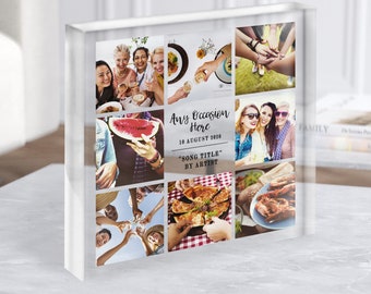 Any Occasion Square Photo Collage Personalised Gift Acrylic Block  - Personalised Gift, Keepsake Gift, Custom Gift