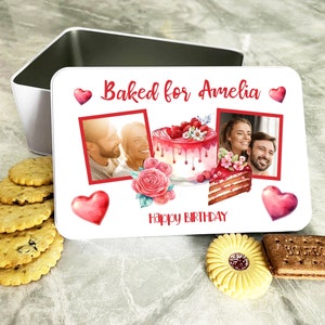 Baked For You Photo Red Birthday Gift Personalised Cake Tin