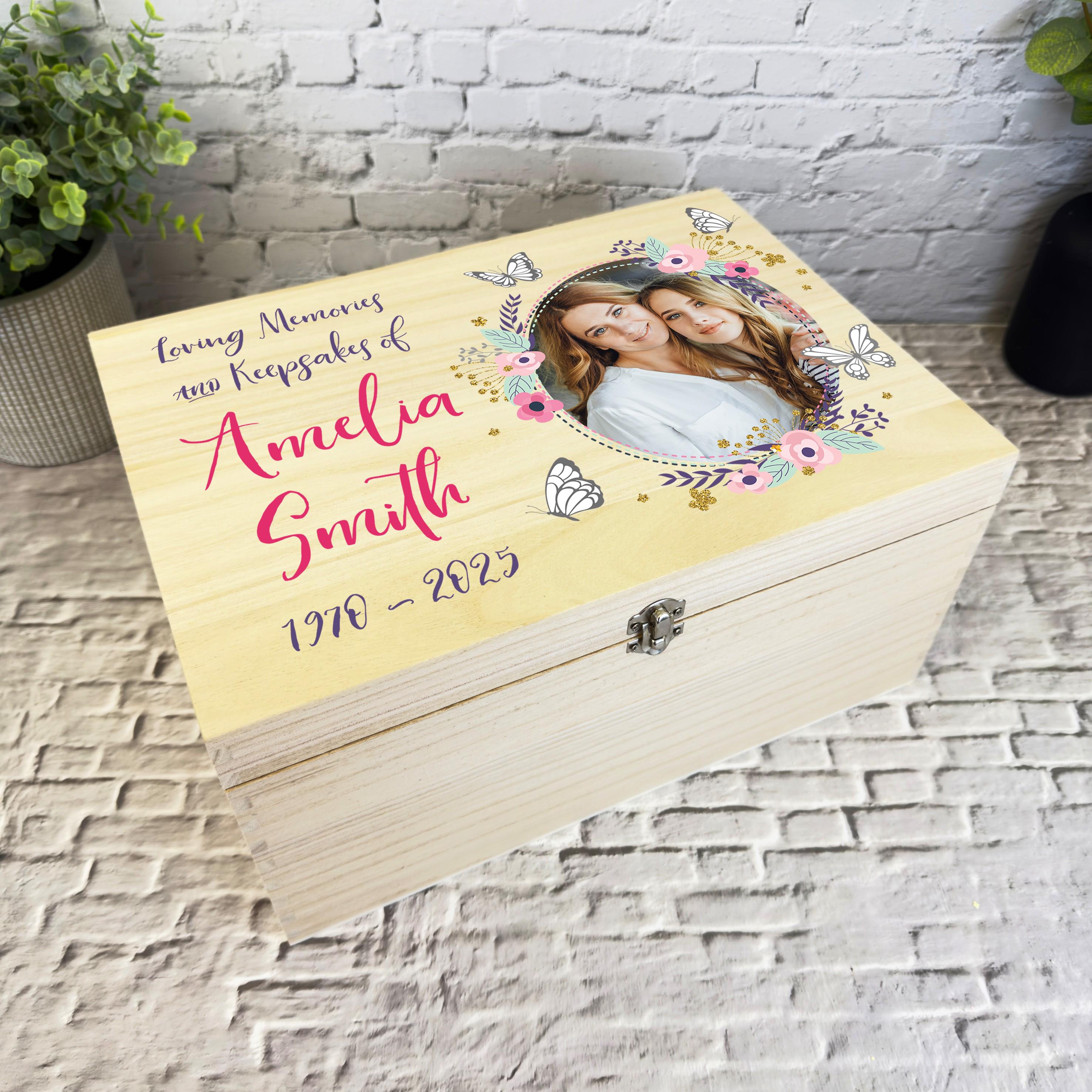 Loving Memory Female Photo Flowers Memorial Personalised Wooden ...