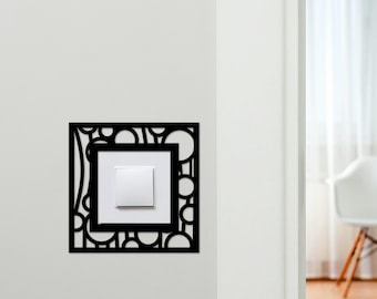 Light Switch Surround Abstract Geometric Design 1 Decorative Switch Cover Frame | Choice Of Colours | Decorative Frame