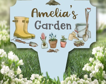 Articoli da giardino blu, regalo personalizzato, targa da giardino, picchetto da terra