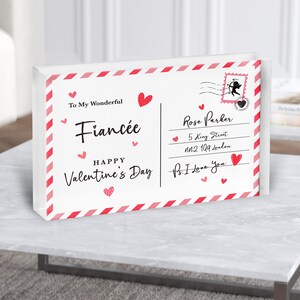 Cadeau de Saint-Valentin pour fiancée Love Postcard Bloc acrylique personnalisé - Cadeau personnalisé, Cadeau souvenir, Cadeau personnalisé