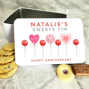Lollipops Anniversary Gift Personalised Sweet Treats Tin