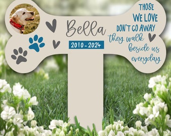 Photo d'os beige pour perte de chien, plaque commémorative pour animal de compagnie, plaque de jardin, piquet commémoratif