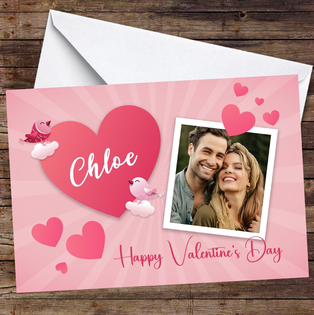 Personalised Love Birds Photo Frame Valentine's Card Valentine's Card Custom Card Valentine's